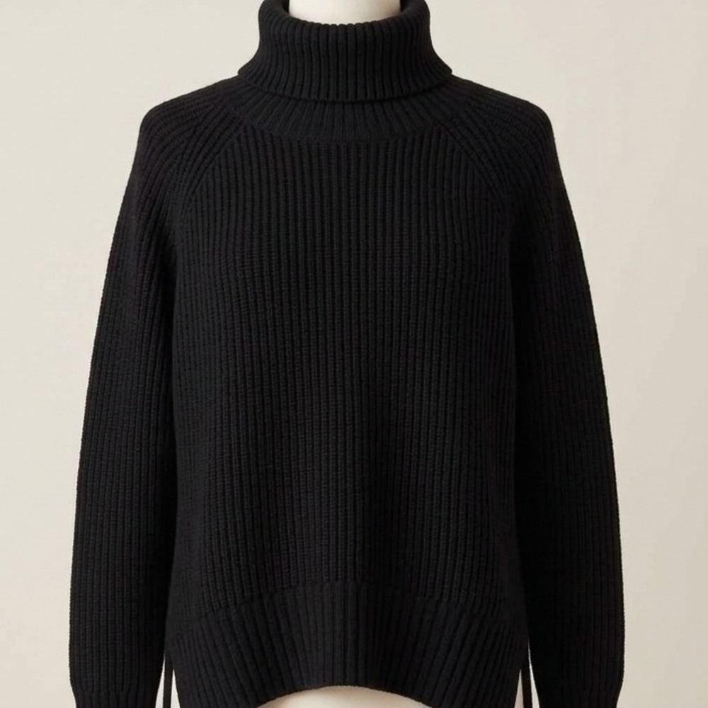 Wilfred Free Aritzia Black 100% Merino Wool Chunky Cozy Turtleneck Sweater Small